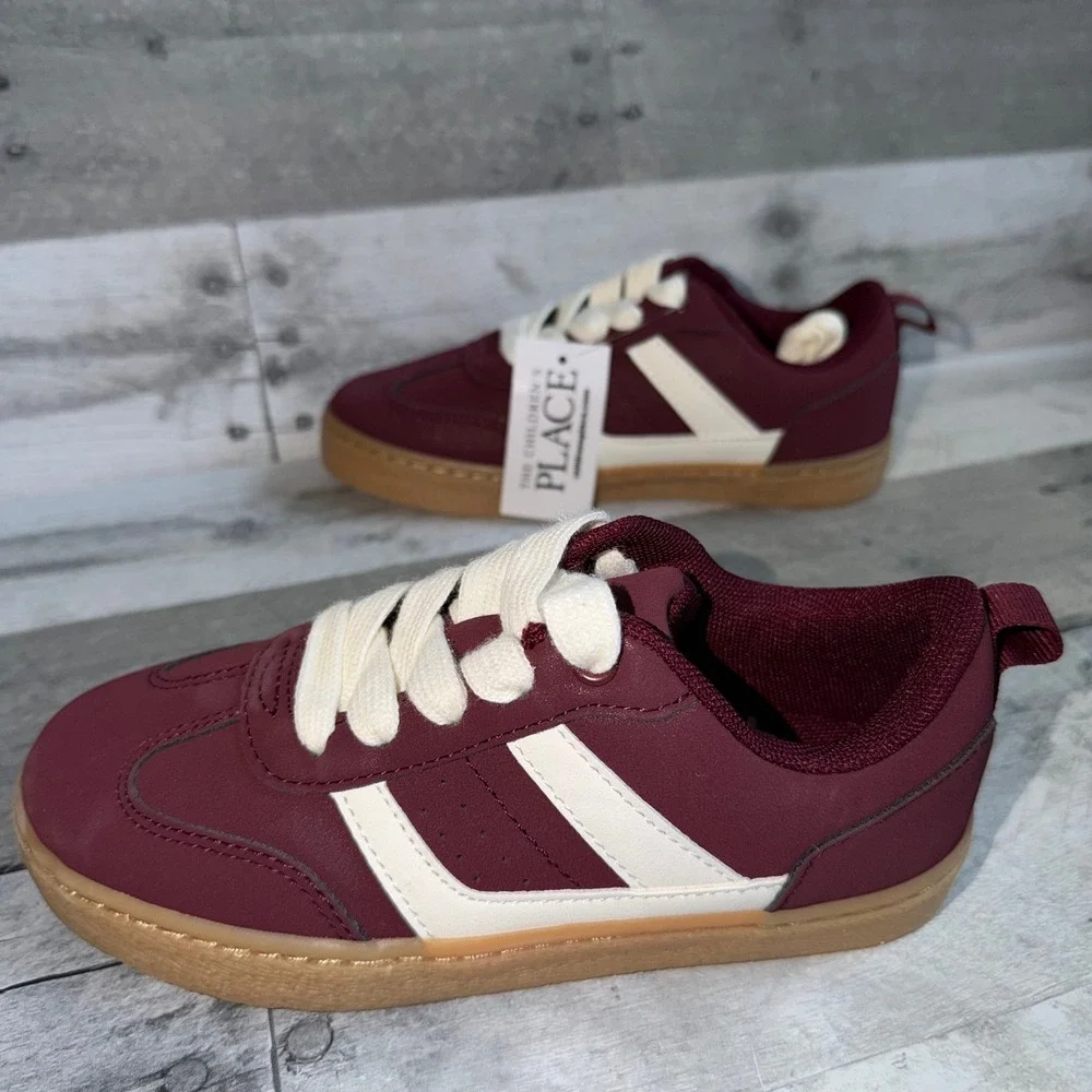 The Childrens Place Boys Burgundy Sneakers 3055040 Maroon White Gum Sole Size 13